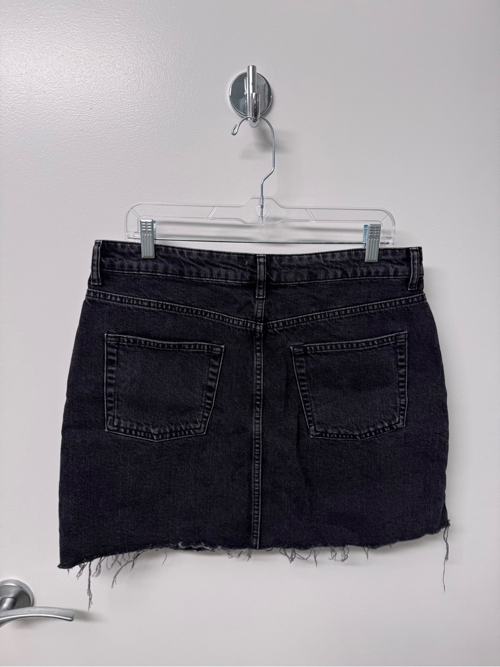 Topshop Moto Black Denim Mini Skirt - Classic High- Waist Style - Picture 3 of 4